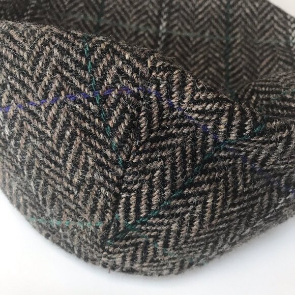 Brooks Brothers Hat Cap Tweed Men Large Herringbone Flat Brown Wool Italy Cabbie - Picture 4 of 6